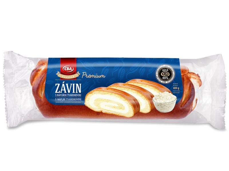 Závin s tvarohovou náplňou - vyšší obsah náplne CBA 400g