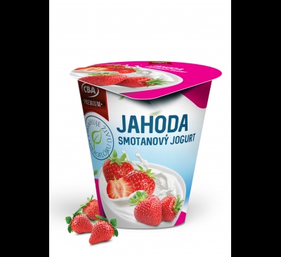 Smotanový jogurt jahoda CBA Premium 145g