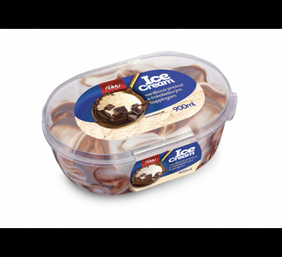 CBA ICE CREAM vanilková príchuť s čokoládovým toppingom 900ml