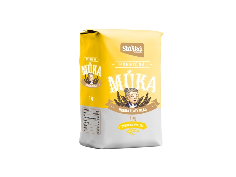 Naša starká pšeničná múka výberová hrubá zlatý klas CBA 1kg