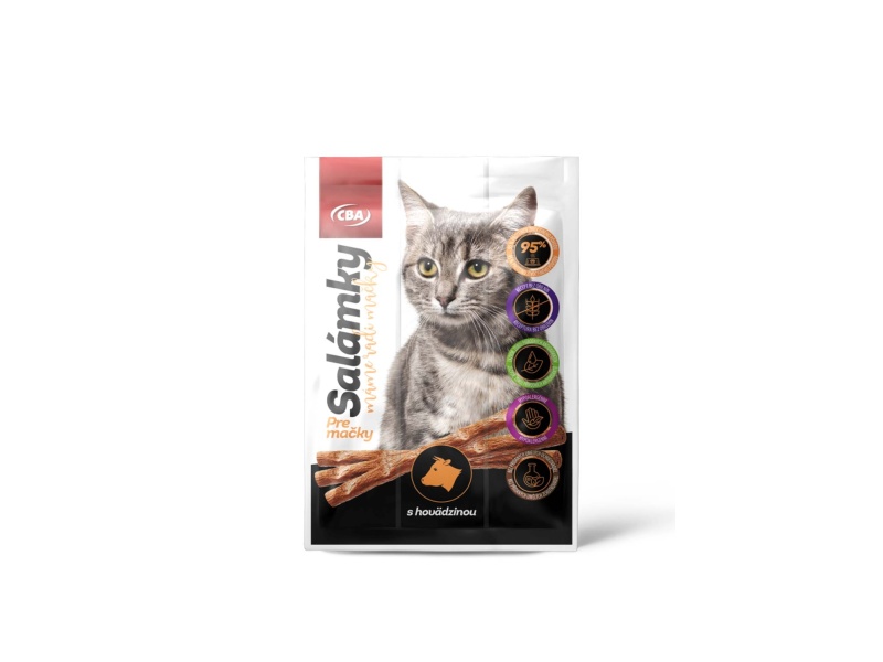 Salámky pre mačky s hovädzinou CBA 15g (3x5g)